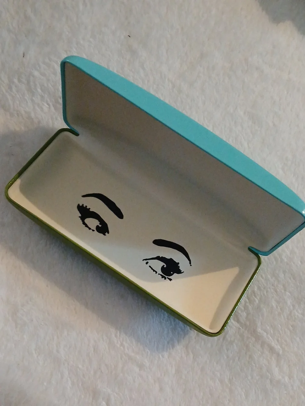 kate spade Turquoise & Olive Hard Eyeglass Case [Gold Logo] LIKE NEW!